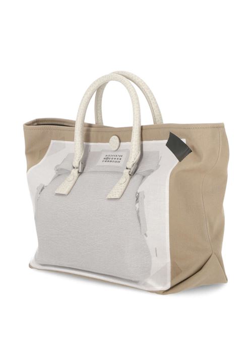 Borsa in twill beige/bianco/nero stampa trompe l'oeil Maison Margiela | SB1WC0008P6436HA192